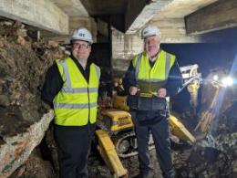 Cllr Martin Cook and Tom Smith, Programme Manager in the basement of the former Burtons building