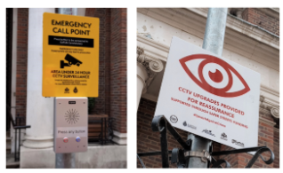 Image shows one of the call points with a Safer Streets sign