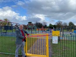 Councillor Phil Smart opening the new play area