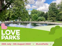 Christchurch Park image with Love Parks 2022 branding