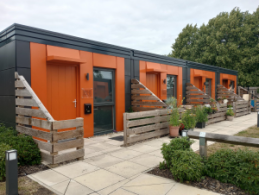 Image shows four of the microhomes in Ipswich