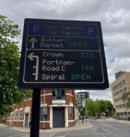 Electronic parking sign in Ipswich