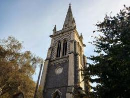 Image shows the spire of St Mary Le Tower Church, Ipswich