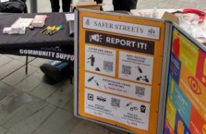 Image shows a previous Street Meet table showing Safer Streets information