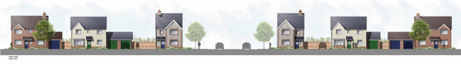 Henley Gate Phase 1 street elevation to Henley Road