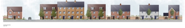 Henley Gate Phase 1 street elevation for east - west primary road