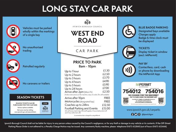 Prices for West End Road car park