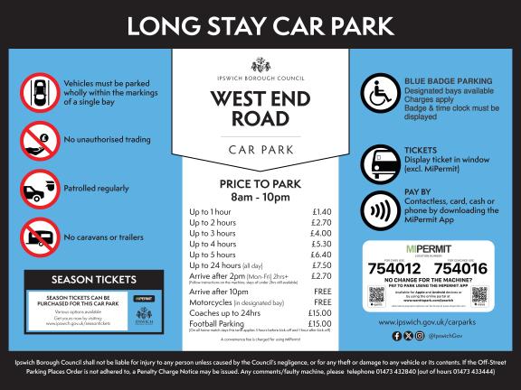 Long stay parking information for West End Road car park