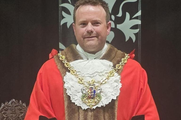 Mayor of Ipswich wearing his chain and robes of office