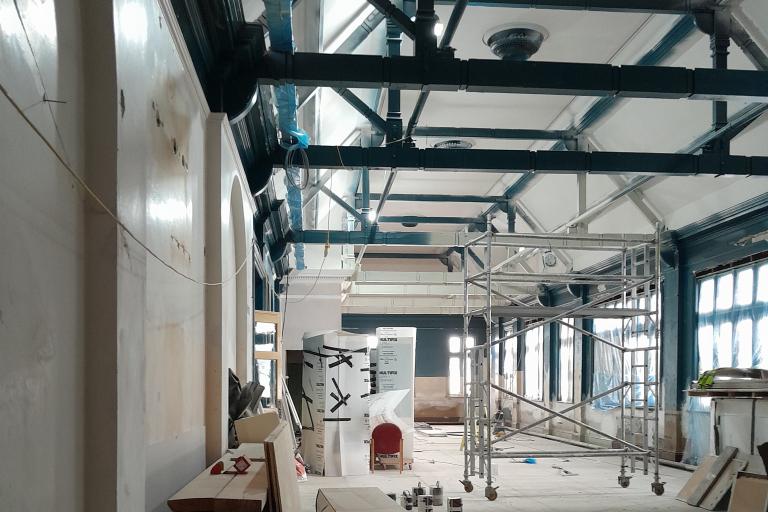 Building interior undergoing renovation work