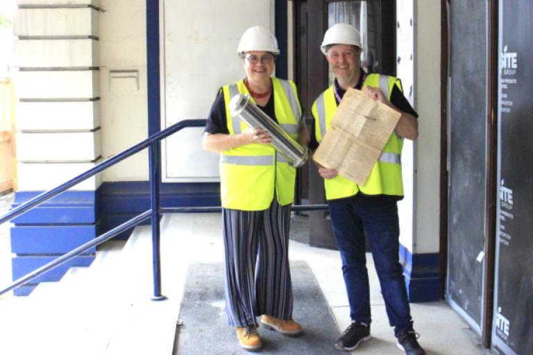 Photo showing the time capsule for the Ipswich Regent Theatre