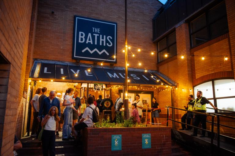 The Baths live music venue in use with people enjoying a night out