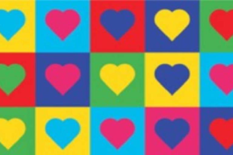 multi coloured heart logo