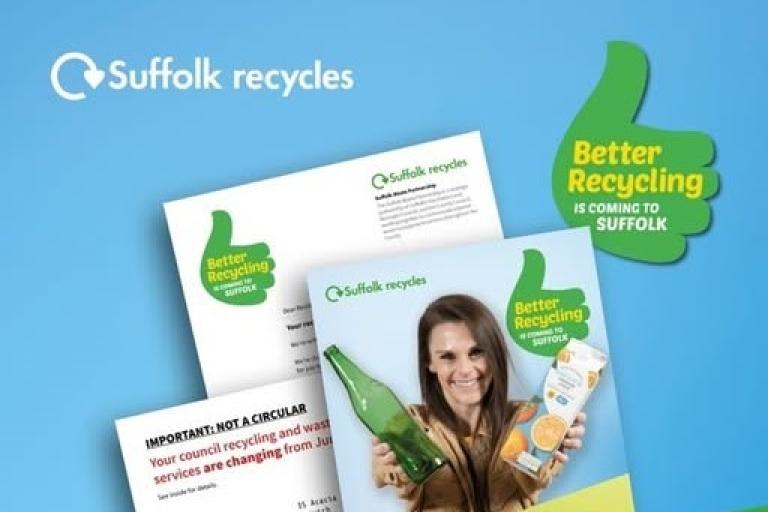 A leaflet and other information about recycling in Suffolk
