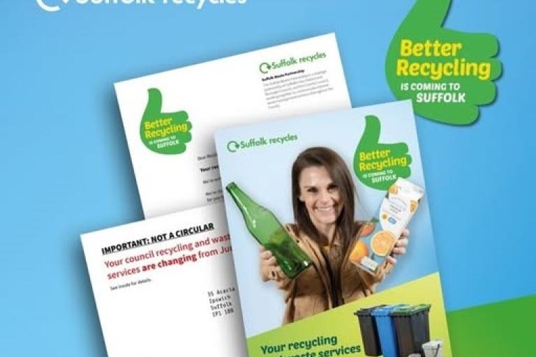 A leaflet and other information about recycling in Suffolk