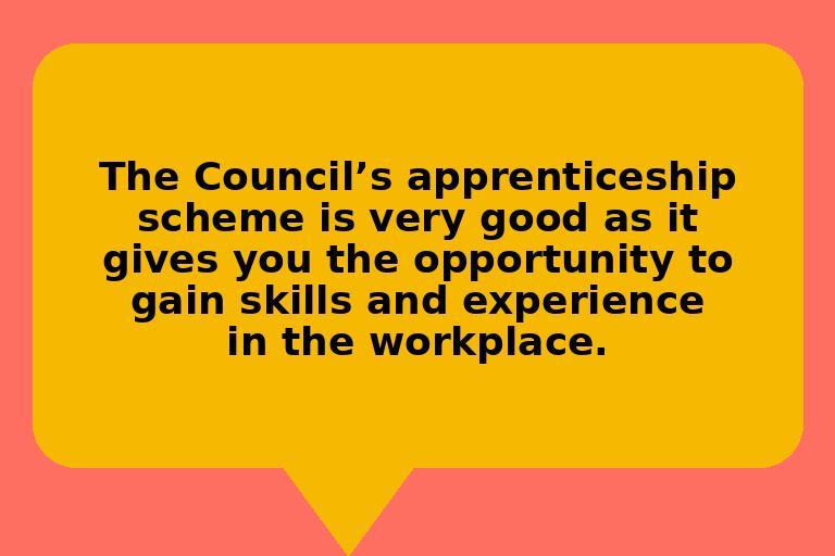 A speech bubble shape showing a quote from an apprentice at IBC