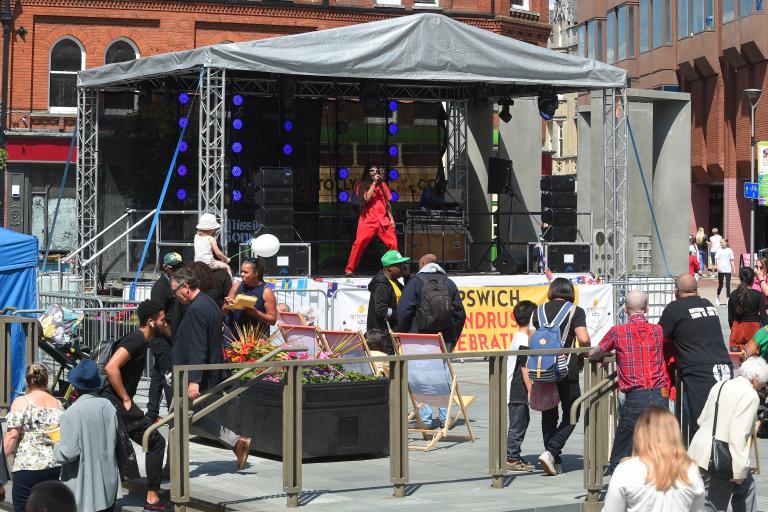 Windrush celebrations on Ipswich Cornhill 2025