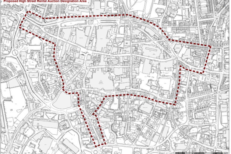A map of areas in Ipswich town centre