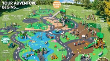 A graphic showing what the new play area in Chantry Park could look like by Kompan