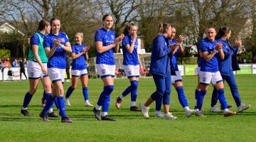 Players from the Ipswich Town Women team as they applaud fans
