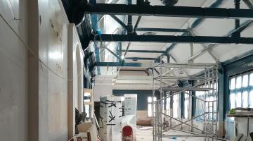 Building interior undergoing renovation work