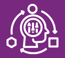 animated icon of head with revolving shapes