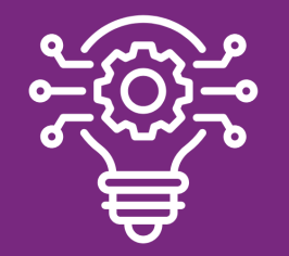 animated icon of lightbulb surrounded by shapes