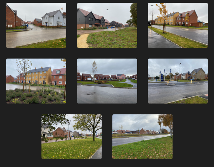 Site photos of Phase 1 of the Henley Gate Neighbourhood taken in November 2023