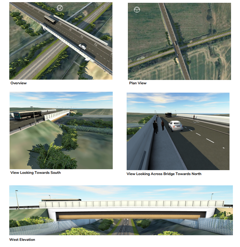 3D visualizations of the vehicular bridge over the railway line associated with IGS 