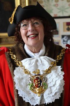 Lynne Mortimer in official robes, Mayor of Ipswich 2023-24 